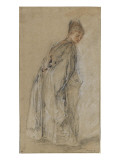 Femme debout de dos se retournant reproduction procédé giclée par Jean Antoine Watteau