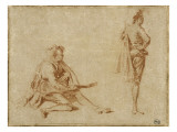 Deux études d'homme, l'un assis jouant de la guitare, l'autre debout presque de dos Lámina giclée por Jean Antoine Watteau Deux études d'homme, l'un assis jouant de la guitare, l'autre debout presque de dos Lámina giclée por Jean Antoine Watteau