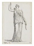 Album : Diane, vue de trois quarts et tournée vers la droite, tenant un arc de la main gauche Lámina giclée por Jacques-Louis David