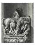 Planche 18 : le groupe des "Chevaux du Soleil pansés par deux Tritons" par Gilles Guérin dans la reproduction procédé giclée par Etienne Baudet