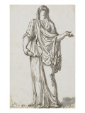 Album : Femme debout tenant un vase ; la Junon Cesi ; femme debout tenant un récipient reproduction procédé giclée par Jacques-Louis David