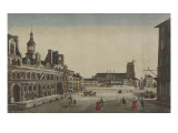 Vue de l'hôtel de ville de Paris prise de la place reproduction procédé giclée