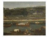 Vue de la Grande Cascade, des parterres et du château de Saint-Cloud prise de la Seine avant 1671 Giclée-Druck von der Meulen Adam Frans Van
