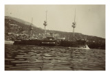 Bateau de guerre dans la rade de Villefranche reproduction procédé giclée