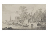 Village au bord de l'eau Giclée-Druck von Jan Van Goyen
