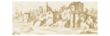 Vue de maisons, de ruines mélées d'arbres devant un fond montagneux Giclee Print by Gottfried Wals