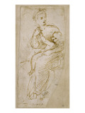 Femme assise tenant sur son giron un enfant qui l'enlace reproduction procédé giclée par Raffaello Sanzio