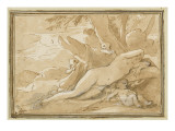 Vénus ou nymphe endormie entourée de trois amours Giclée-Druck von Nicolas Poussin