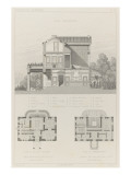 Villa à Neuilly-sur-Seine de M.Labrouste : coupe transversale, plans de rez Lámina giclée