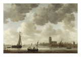 Vue de Dordrecht en aval de la Grote Kerk reproduction procédé giclée par Jan Van Goyen