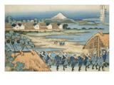 Vue du Senju : défilé de Daimyo Lámina giclée por Katsushika Hokusai