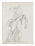 Album : Une Niobide ; femme debout tenant une coupelle et un rouleau ; Uranie dite la Juive reproduction procédé giclée par Jacques-Louis David