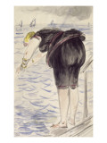 Lettre autographe à Isabelle Lemmonier dites "Lettres à Isabelle": femme en costume de bain noir reproduction procédé giclée par Edouard Manet
