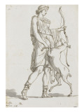 Album : Diane, vue de trois quarts et tournée vers la droite, tenant un arc de la main gauche Lámina giclée por Jacques-Louis David
