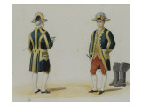 Postillon de la poste de l'Empereur en petite tenue :vingt aquarelles représentant des modèles de reproduction procédé giclée