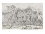 Album : Les jardins Farnèse vus du Forum ; la pyramide de Cestius et le mur Aurélien Lámina giclée por Jacques-Louis David