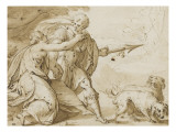 Vénus retenant Adonis partant pour la chasse Giclee Print by Hans von Aachen