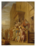 Saint Bruno et ses compagnons distribuent leurs biens aux pauvres. Copie réduite avec variante du Reproduction procédé giclée par Eustache Le Sueur
