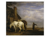 Deux chevaux de trait devant une chaumière Lámina giclée por Paulus Potter Deux chevaux de trait devant une chaumière Lámina giclée por Paulus Potter