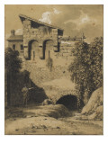 Two Figures Near a Storm Drain Passing under a House reproduction procédé giclée par Pierre Henri de Valenciennes