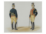 Postillon de la poste de l'Empereur en grande tenue: vingt aquarelles représentant des modèles de reproduction procédé giclée