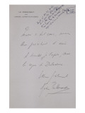 Lettre-autographe signée Gaston Palewski à Raymond Laurent : Il adresse ses remerciements à Giclee Print