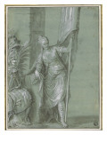 Femme debout un étendard dans la main gauche : la Victoire reproduction procédé giclée par Paolo Véronèse