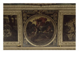 Bellone, déesse des combats, brûle avec un flambeau le visage de Cybèle et fait fuir l'Amour dans Giclée-Druck von Claude-François Vignon