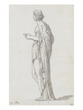 Album :femme debout, vue de trois quarts et tournée vers la droite, sur un socle; femme debout Lámina giclée por Jacques-Louis David