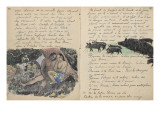 Album Ancien culte Mahori : un couple assis et troupeau de cochons Lámina giclée por Paul Gauguin Album Ancien culte Mahori : un couple assis et troupeau de cochons Lámina giclée por Paul Gauguin