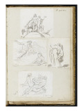 Album : Jupiter et Ganymède d'après Raphaël et son atelier ; Léda et le cyg Lámina giclée por Jacques-Louis David