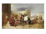 Vespasien faisant élever le Colisée à Rome: modello pour la voussure sud du plafond du salon Giclee-trykk av Gabriel Blanchard