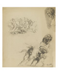 Deux études de combat de cavaliers ; buste d'homme Gicleetryck av Louis Anquetin Deux études de combat de cavaliers ; buste d'homme Gicleetryck av Louis Anquetin