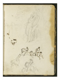 Album : Homme et femme enlacés dans la nature près d'un sarcophage antique vers 1793-1800 reproduction procédé giclée par Antoine-Jean Gros