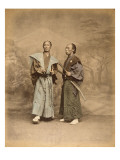 Deux hommes en costume traditionnel, samouraï reproduction procédé giclée