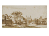 Vue à Rome Giclee-trykk av Cornelis Bisschop Vue à Rome Giclee-trykk av Cornelis Bisschop