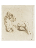 Deux études de femme nue assise reproduction procédé giclée par Eugene Delacroix