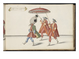 Album ; Ballet de Douairière de Billebahaut ; " Seconde entrée du Grand Seigneur "; trois figures reproduction procédé giclée par Daniel Rabel
