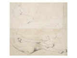 Deux dessins pour L'Odalisque de la Galerie Pourtalés reproduction procédé giclée par Jean-Auguste-Dominique Ingres