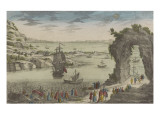 Vue de la Nouvelle Cayenne : le débarquement des François pour l'établissement de la nouvelle reproduction procédé giclée