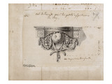 Projet de cul-de-lampe formant console avec décor de globe fleurdelysé entouré de guirlandes de Giclee Print by frères Rousseau