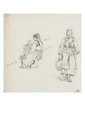 Deux études de paysannes bretonnes Giclée-Druck von Emile Vernier