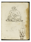 Album : Homme assis en tailleur, fumant la pipe ; croquis de figure vers 1793-1800 reproduction procédé giclée par Antoine-Jean Gros
