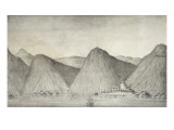 Vue de la ville de James-Town de l'île de Sainte-Hélène reproduction procédé giclée