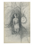 Woman Standing, Facing Forward, Right, a Star Shining reproduction procédé giclée par Odilon Redon