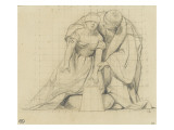 Woman Knees, Eyes Bandaged, Supported by a Religious Giclee Print by Paul Delaroche