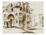 Vue de l'arc de Janus quadrifons à Rome Giclée-Druck von Nicolas Poussin