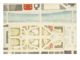 Plan du jardin (a). Projet de reconstruction partielle du Palais des Tuileries avec jardin Giclee-trykk av Paul Bénard