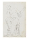 Album : Une Niobide ; femme debout tenant une coupelle et un rouleau ; Uranie dite la Juive reproduction procédé giclée par Jacques-Louis David