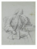 Etude pour un portrait d'homme assis sur un fauteuil mi-mollet, le coude gauche appuyé sur un reproduction procédé giclée